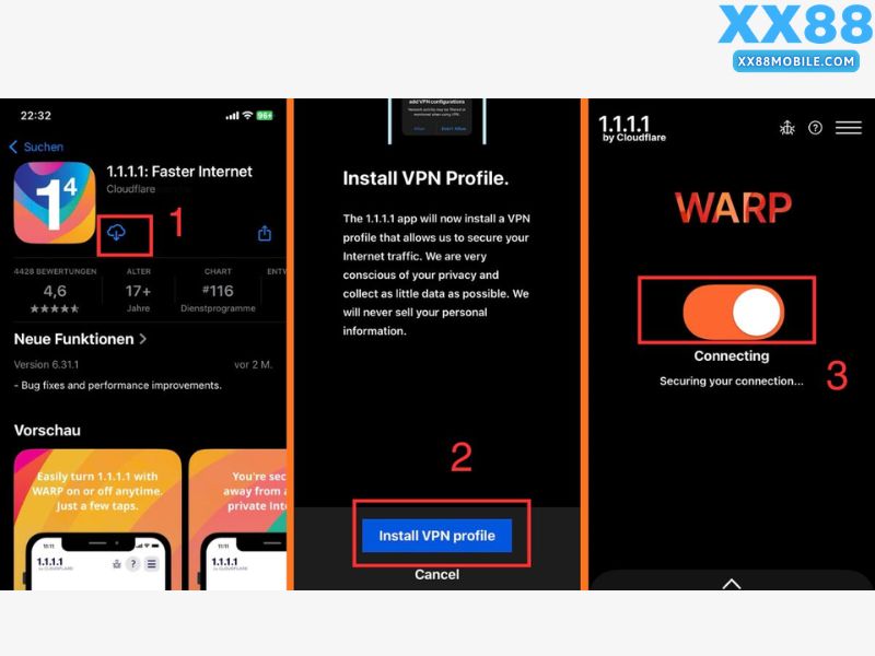 Hướng dẫn cài đặt 1.1.1.1 để vào XX88 trên điện thoại